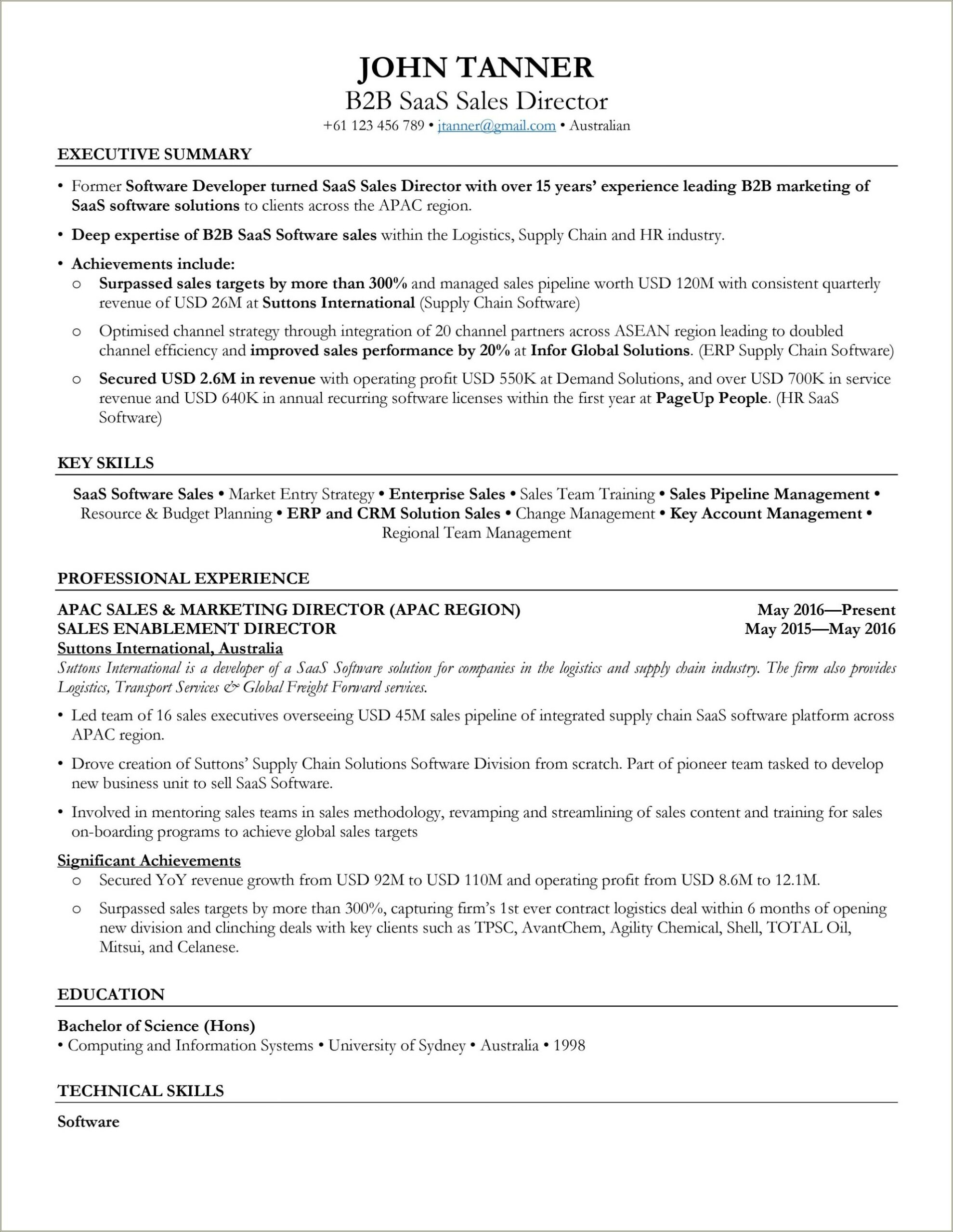 2 Page Resume Template No Frills