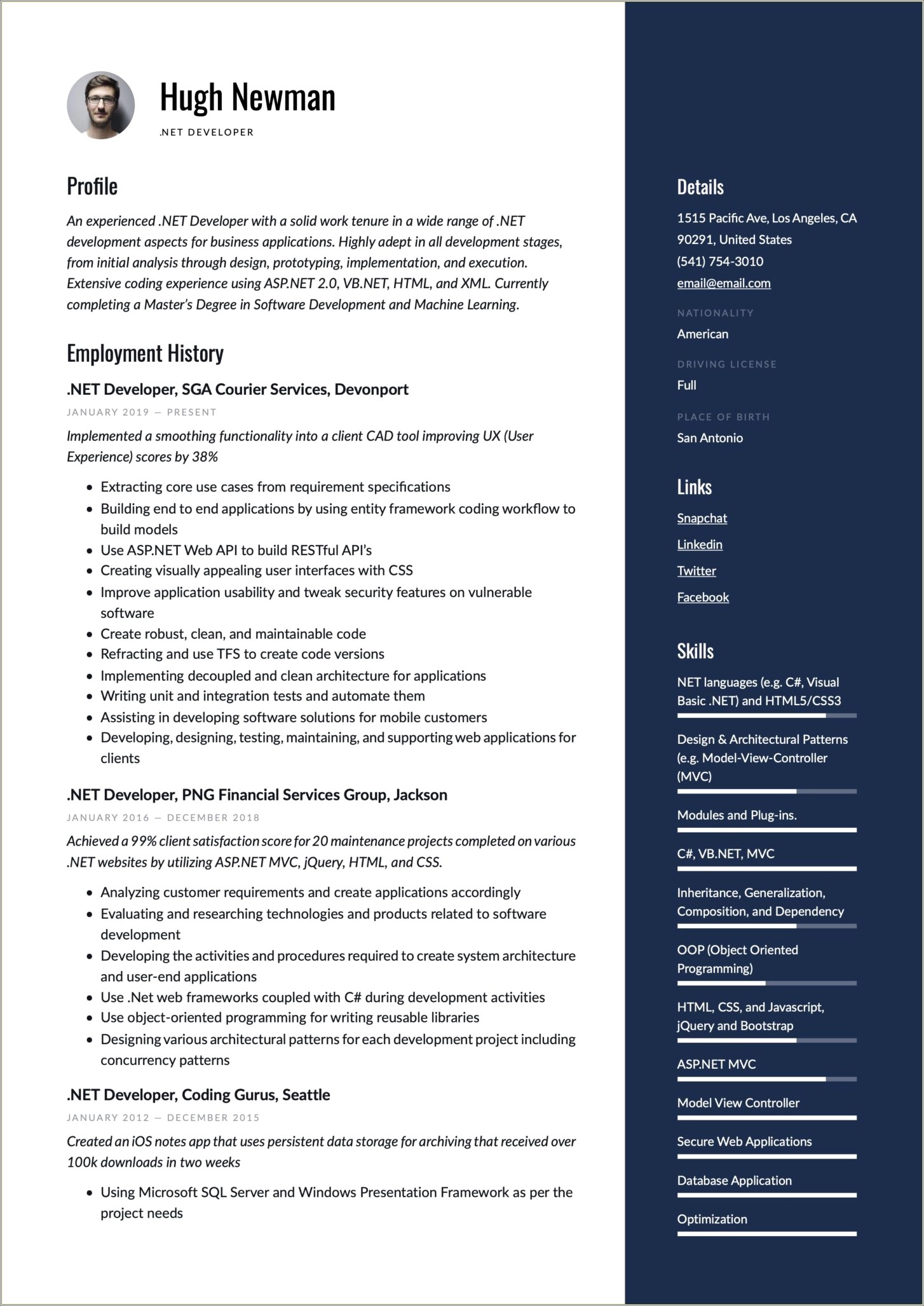 3 Years Experience Resume In Asp Net