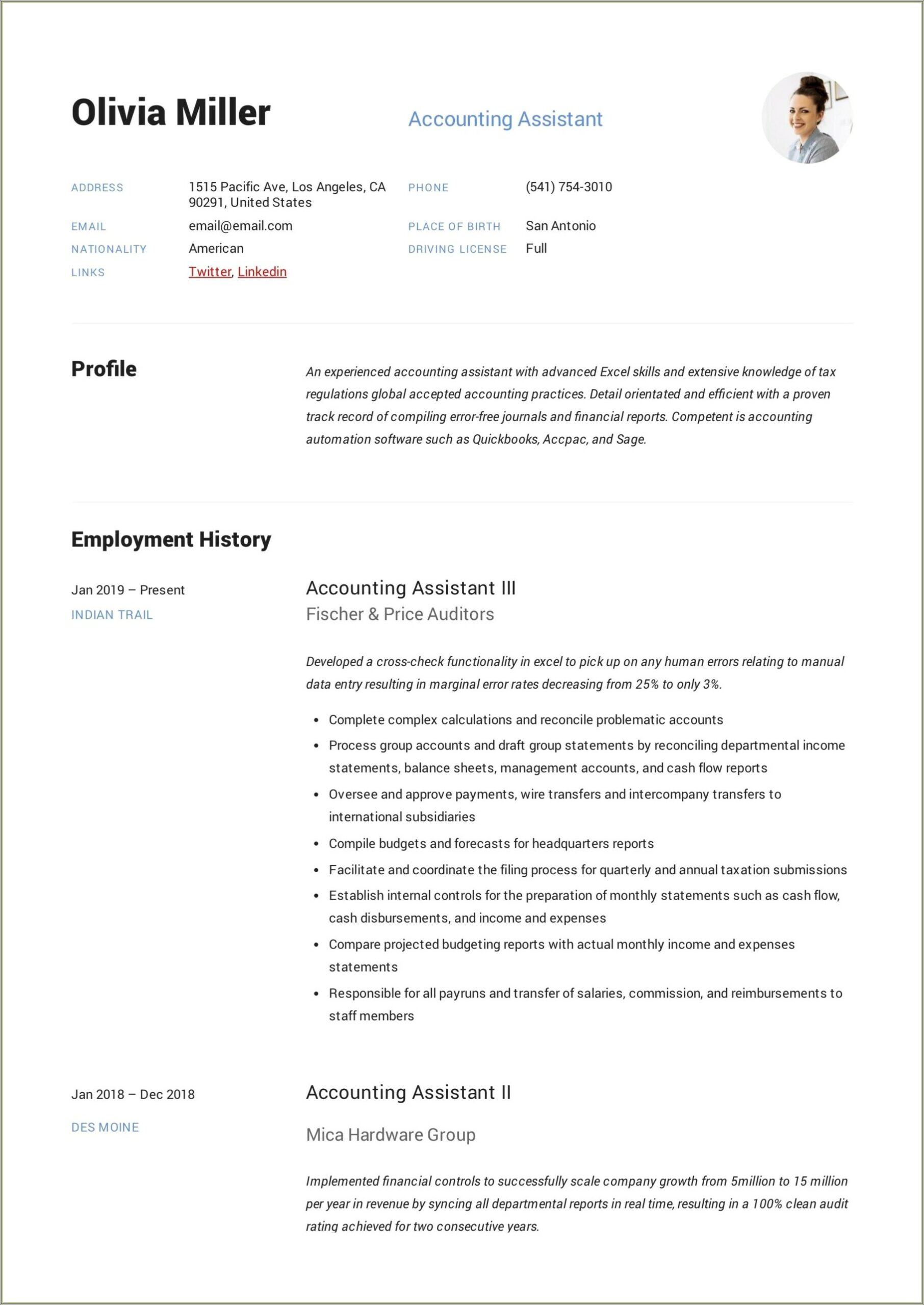 Accounts Clerk Job Description For Resume