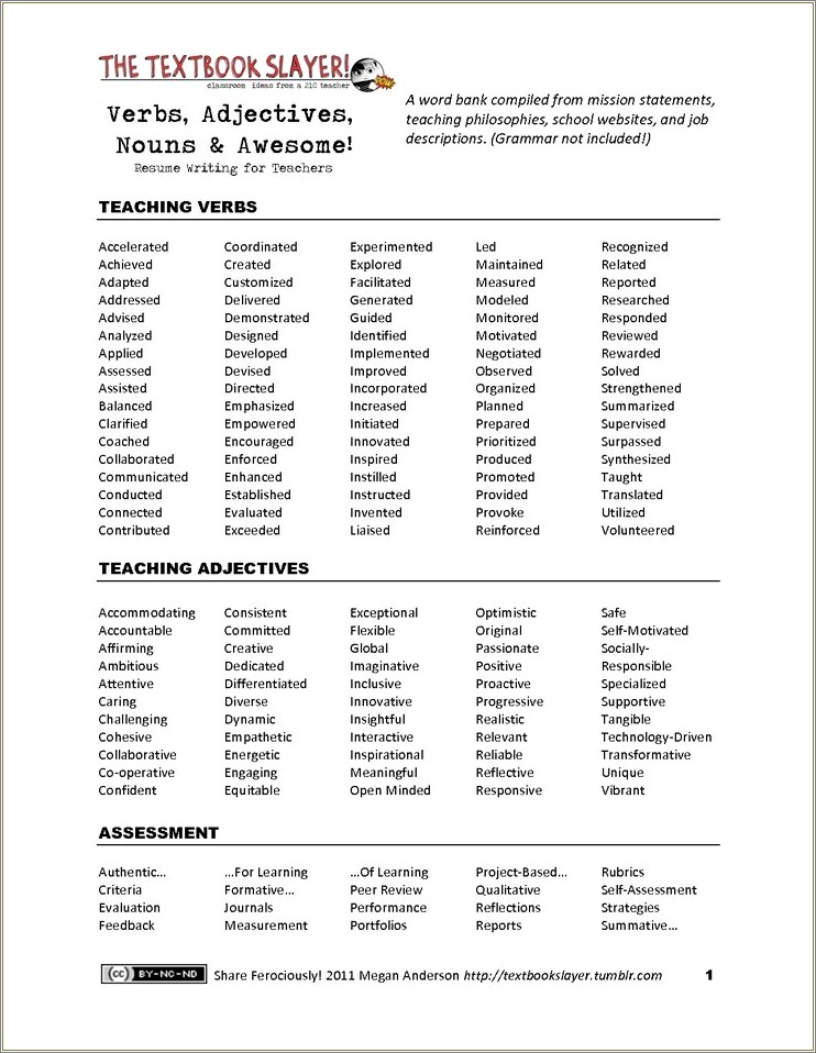 Action Words For Marketing In Resumes