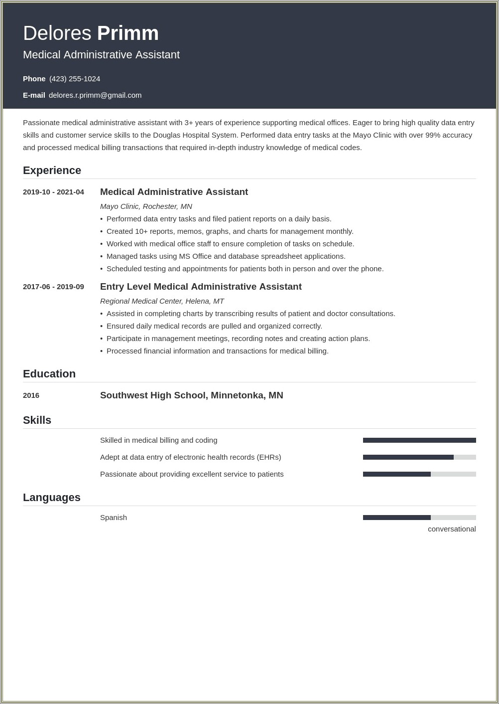 Admin Assistant Job Description Resume Summary