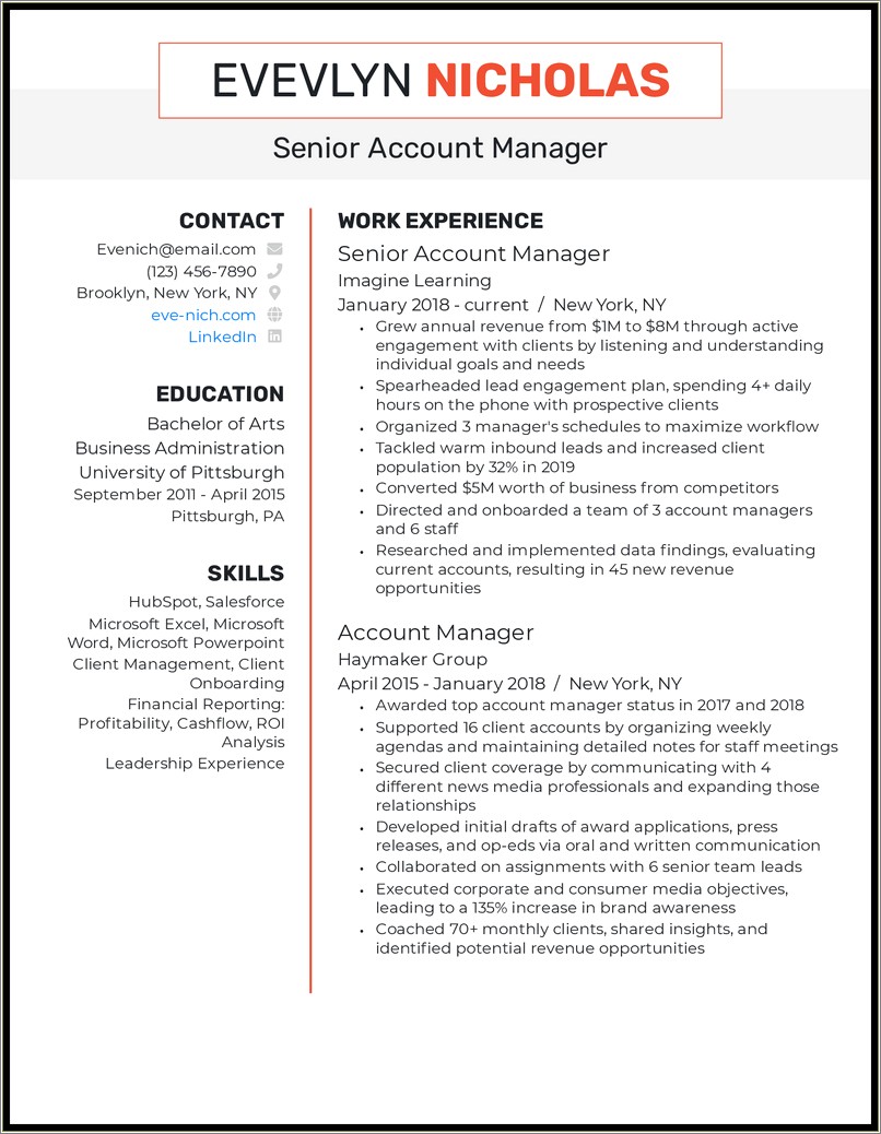 Another Word Or Managing On Resume