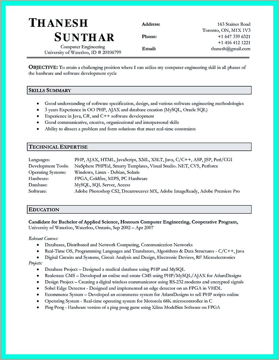 Best Objective For Resume Computer Engineering