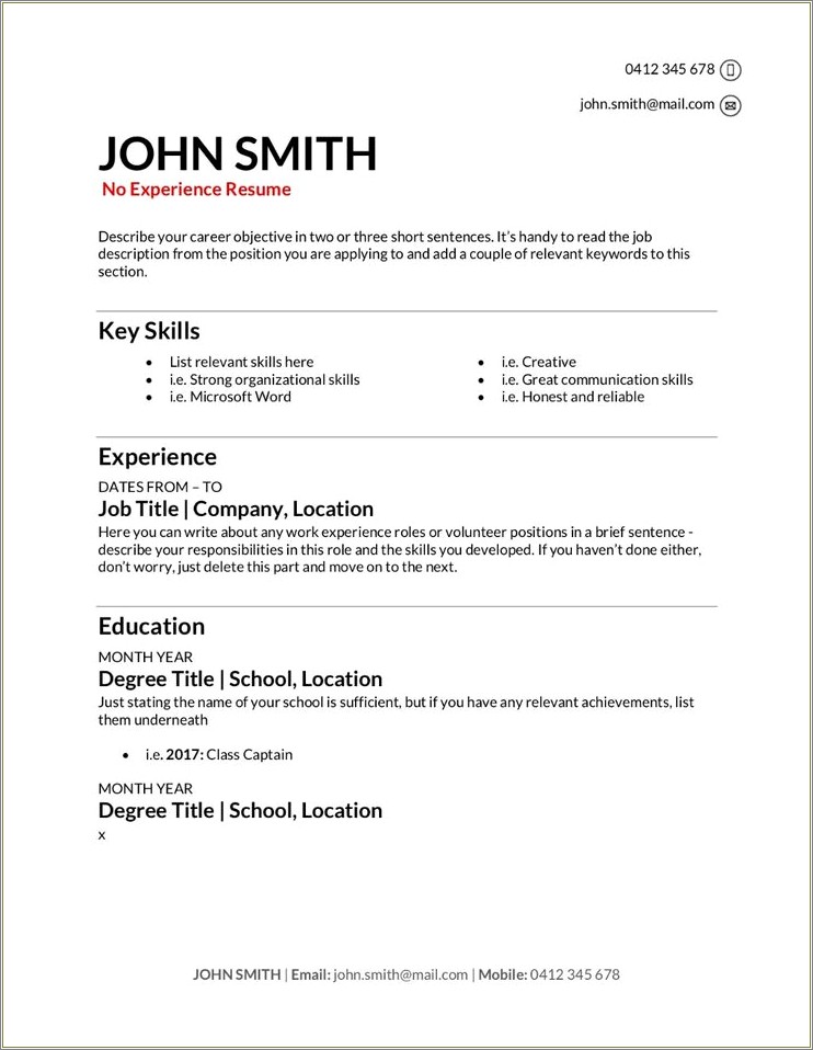 Best Resume Layout For Someone With No Experience
