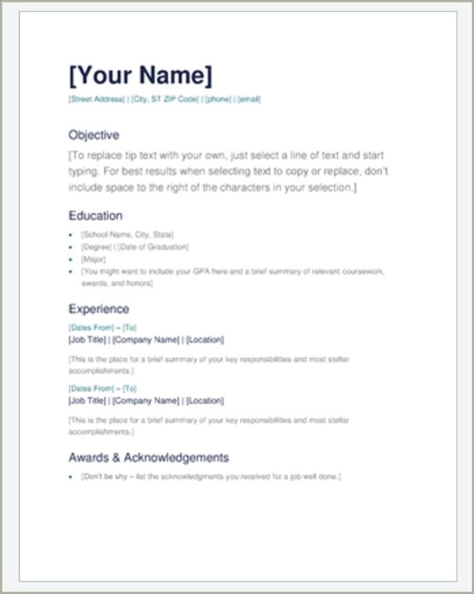 Best Template To Use For Resume