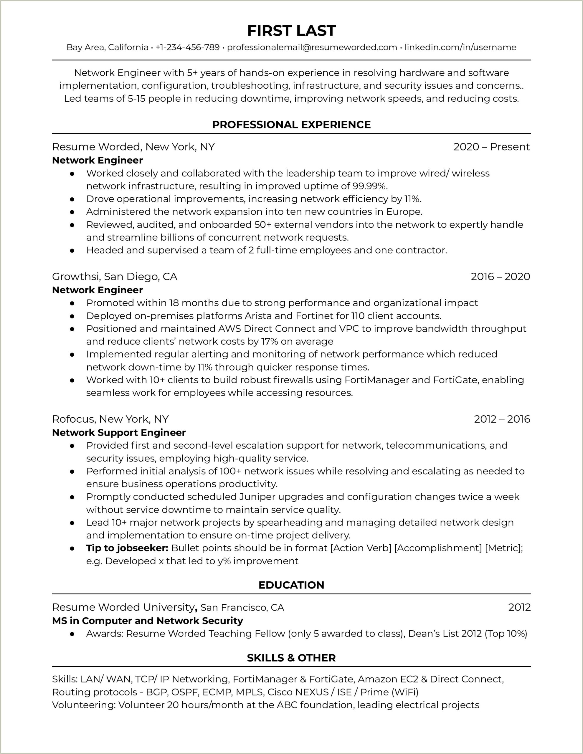 Career Objective In Resume For Network Security Engineer