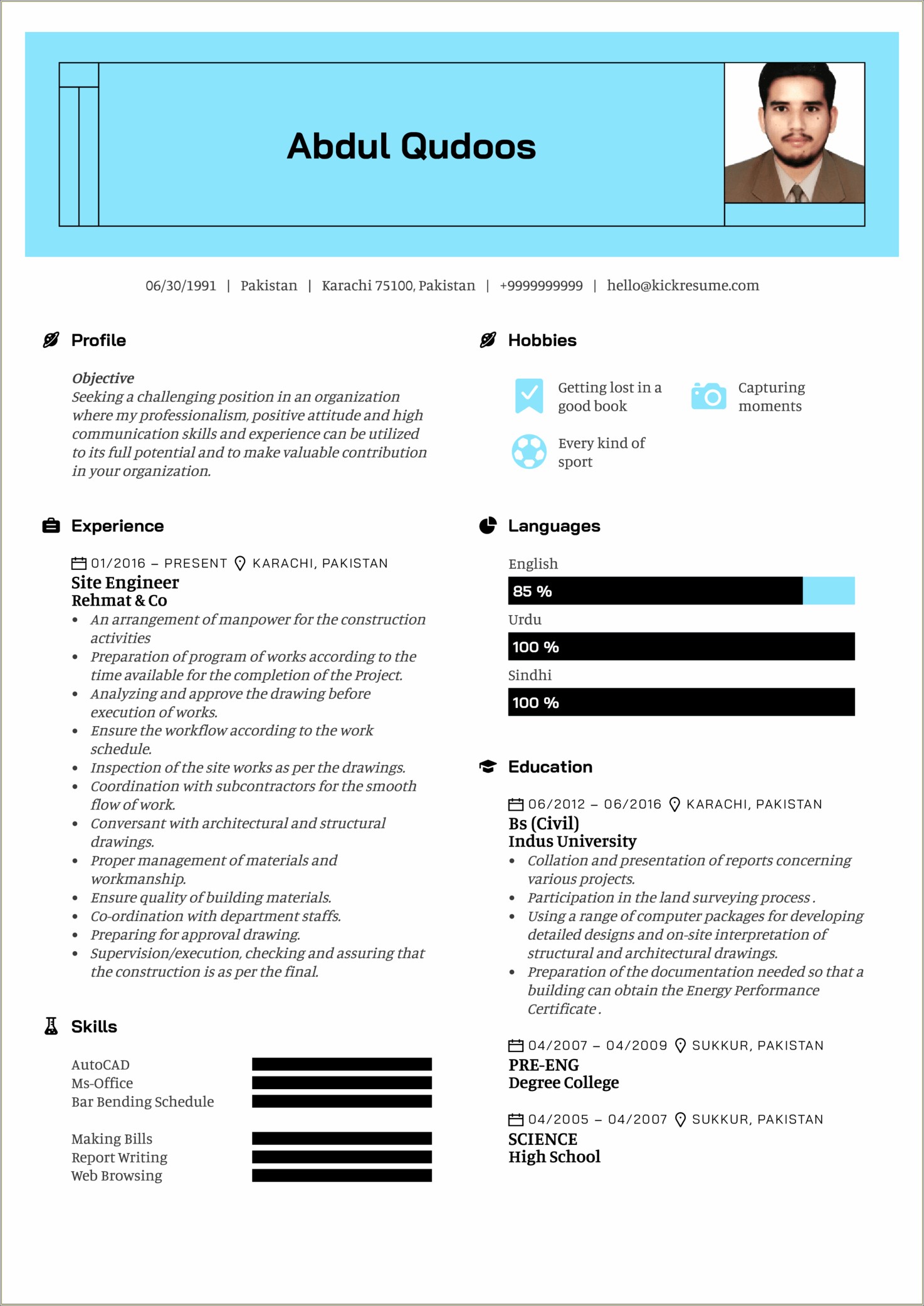 Civil Site Engineer Job Description For Resume