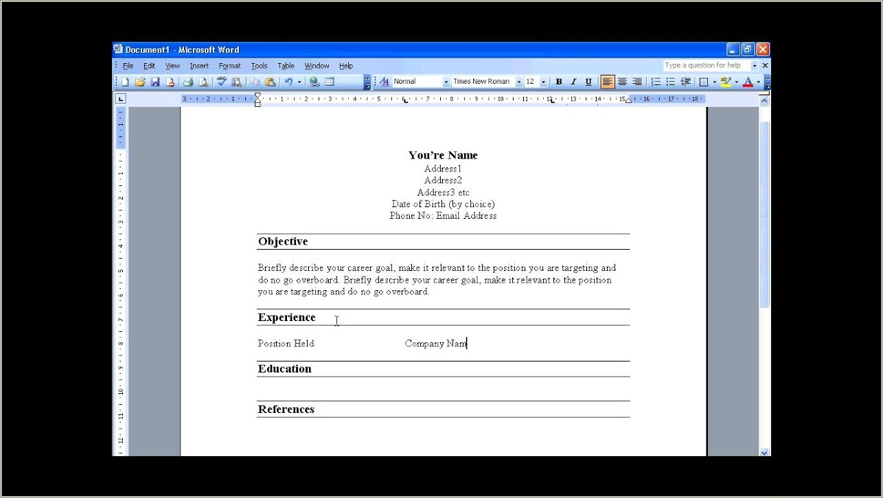 Does Microsoft Word 2003 Have A Resume Template