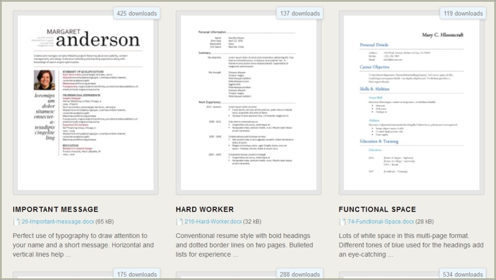 Download Resume Template For Microsoft Word 2010