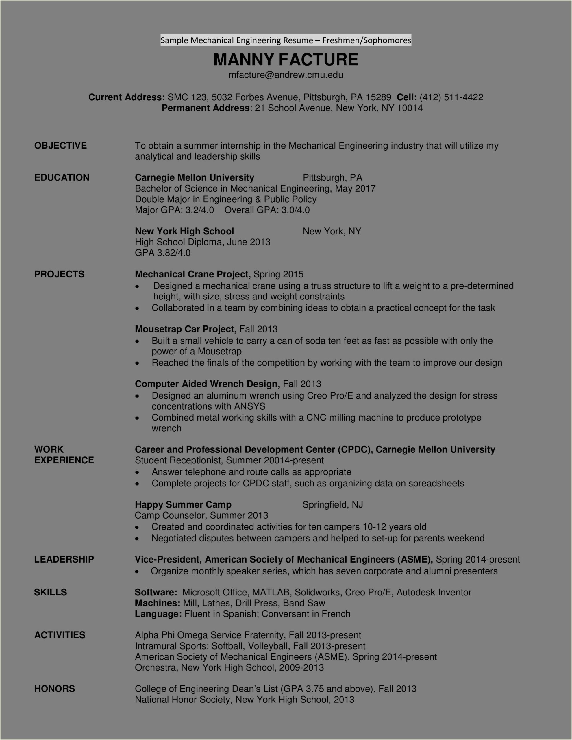 Engineering Summer Camp Counselor Job Description For Resume