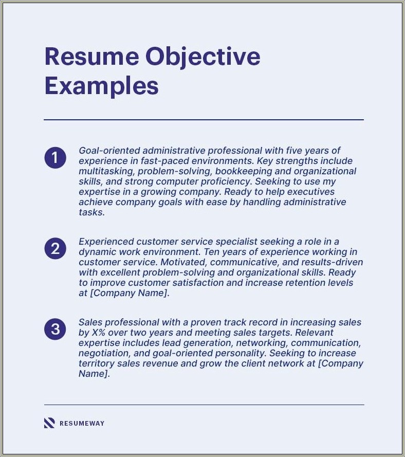 Example For Objective Statement For Resume