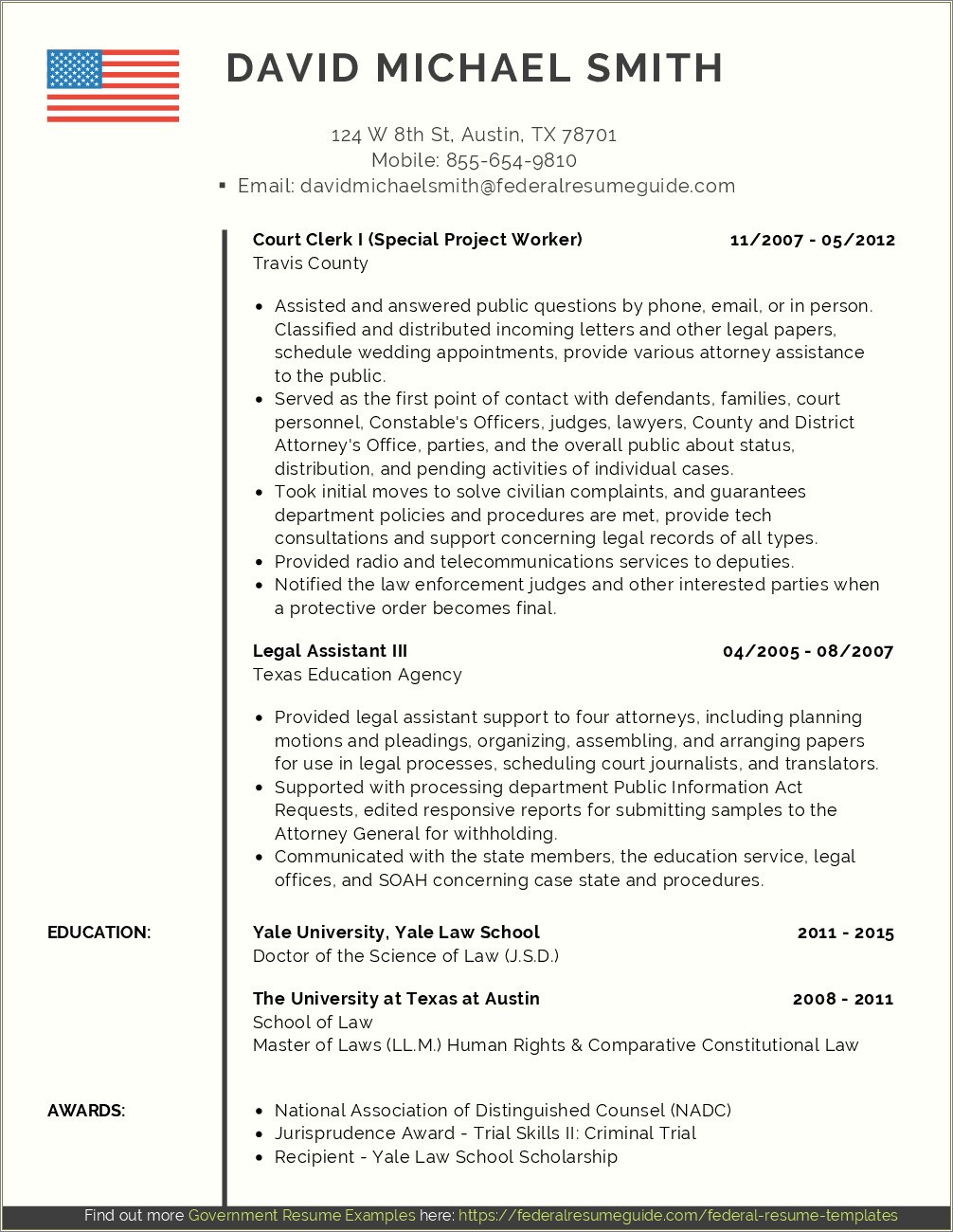 Example Of A Federal Resume 2016