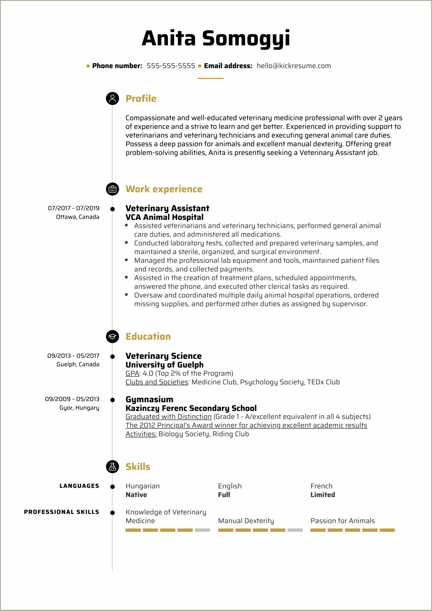 Examples Of Resume For Vet Tech