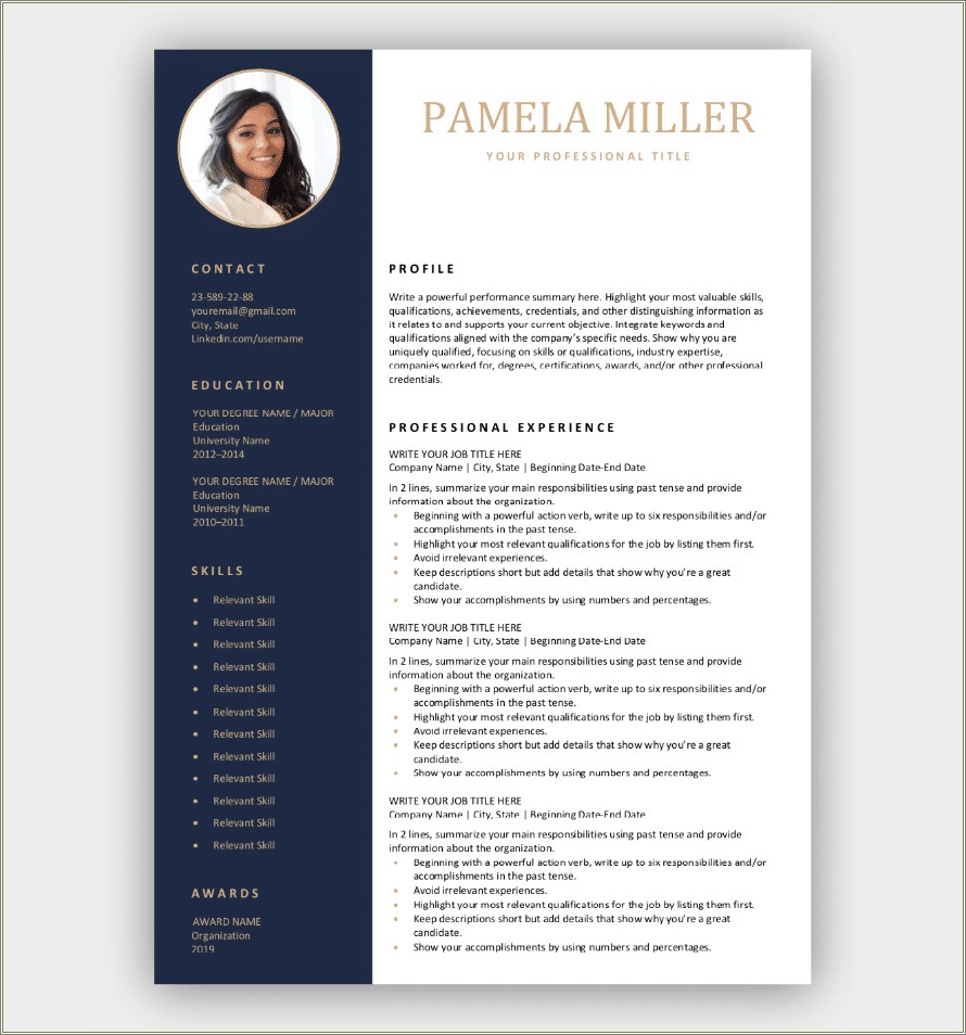 Executive 1 Page Resume Templates Free Download
