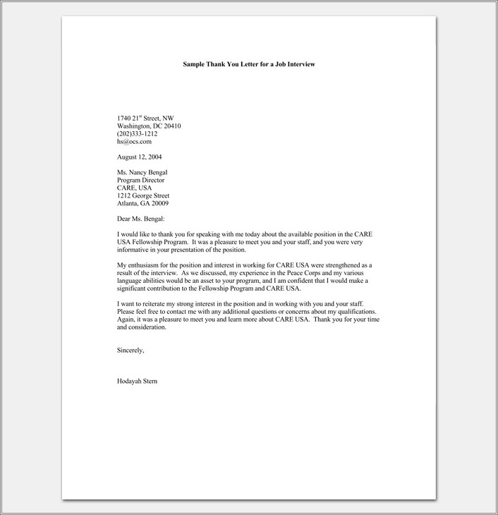 Follow Up Letter To Resume And Cover Letter