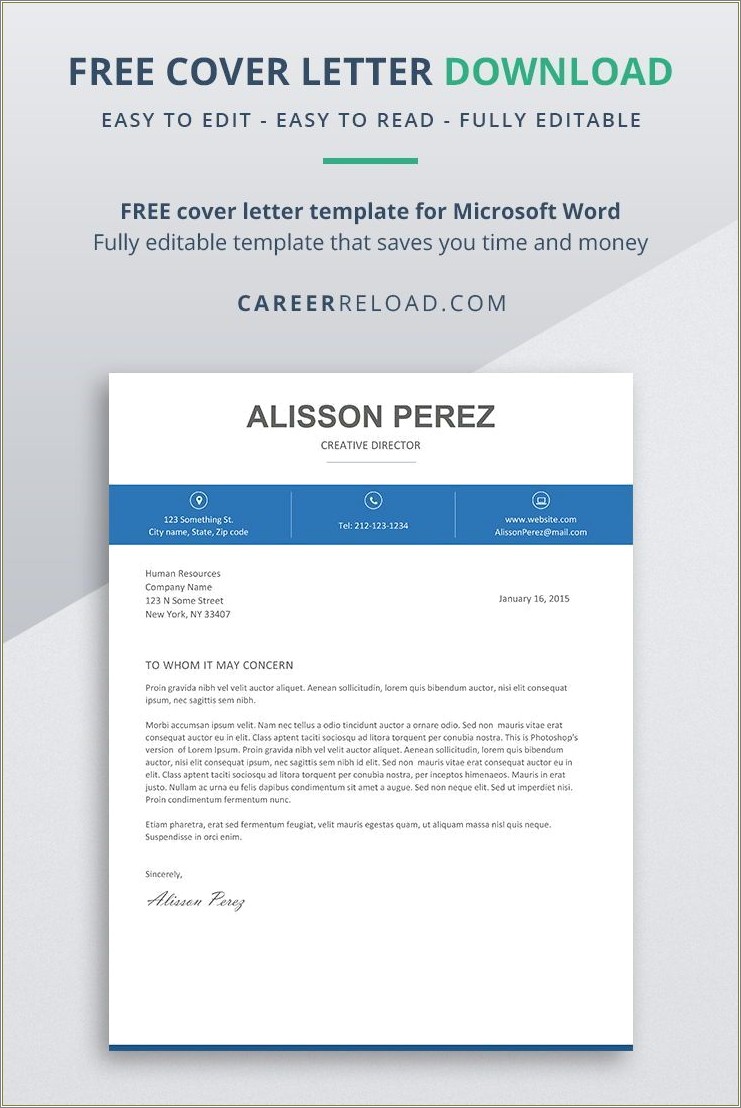 Free Microsoft Word Template Resume And Cover Letters