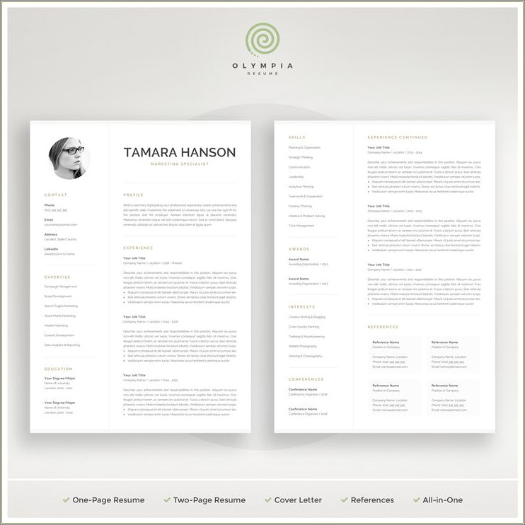 Free Modern 2 Page Resume Templates For Word