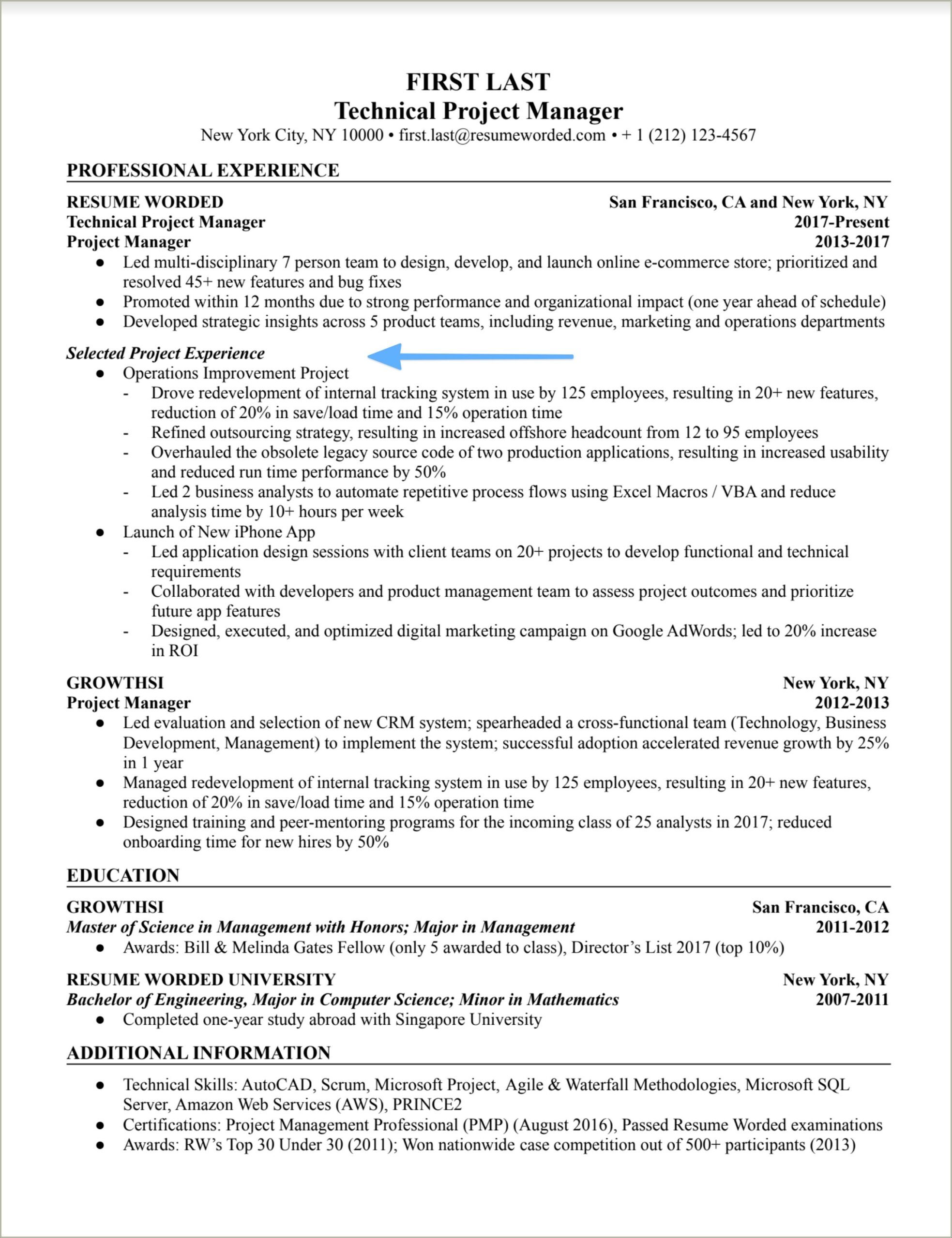 Free Project Manager Resume Template Microsoft Word