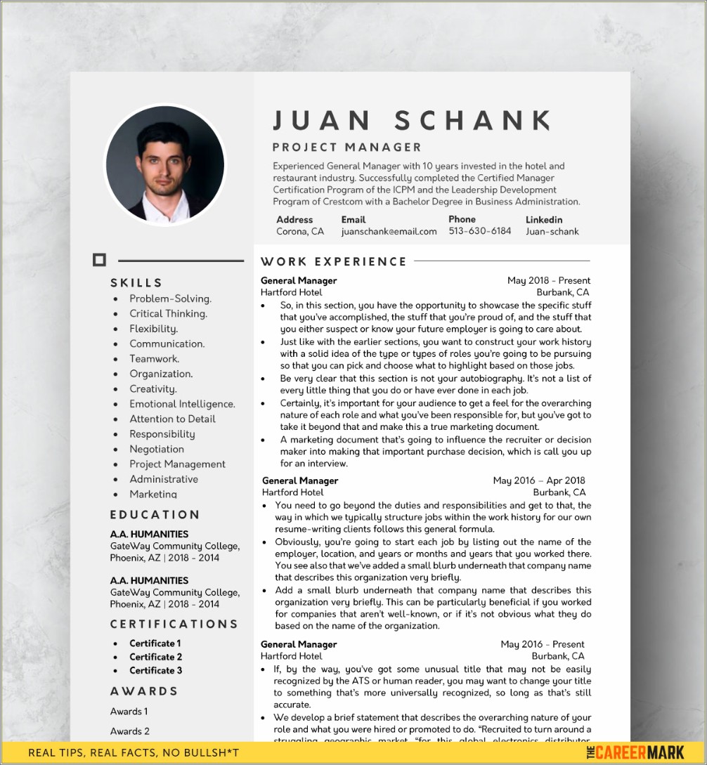 Free Resume Template Download Word 2018