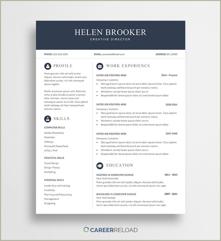 Free Resume Template Free Download As Word Doc