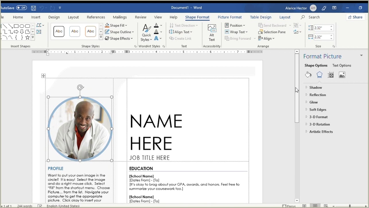 Free Resume Template On Microsoft Word