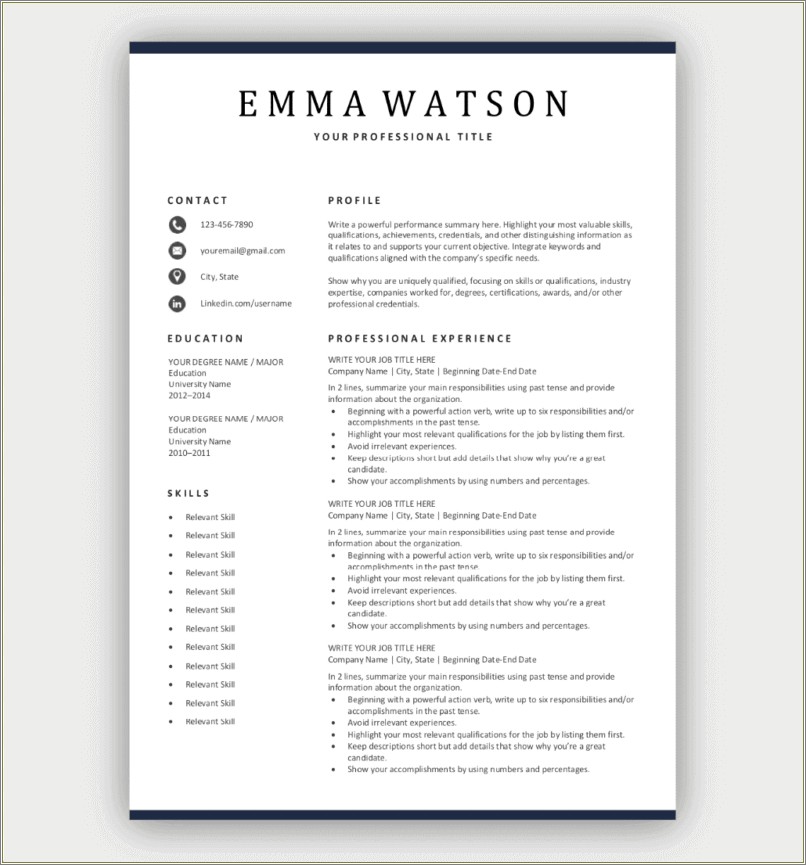 Free Resume Templates For Microsoft Word Download