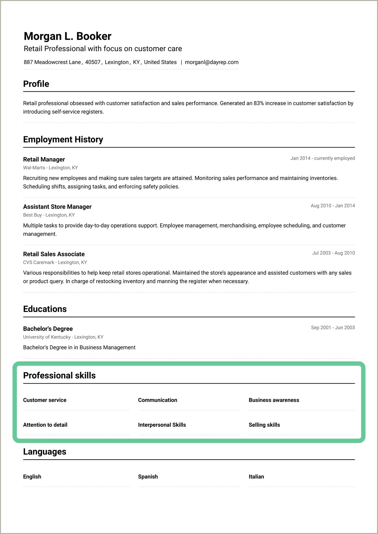 Language About People Skills In Resume