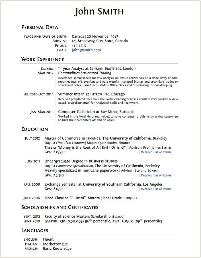 List High School And College On Resume