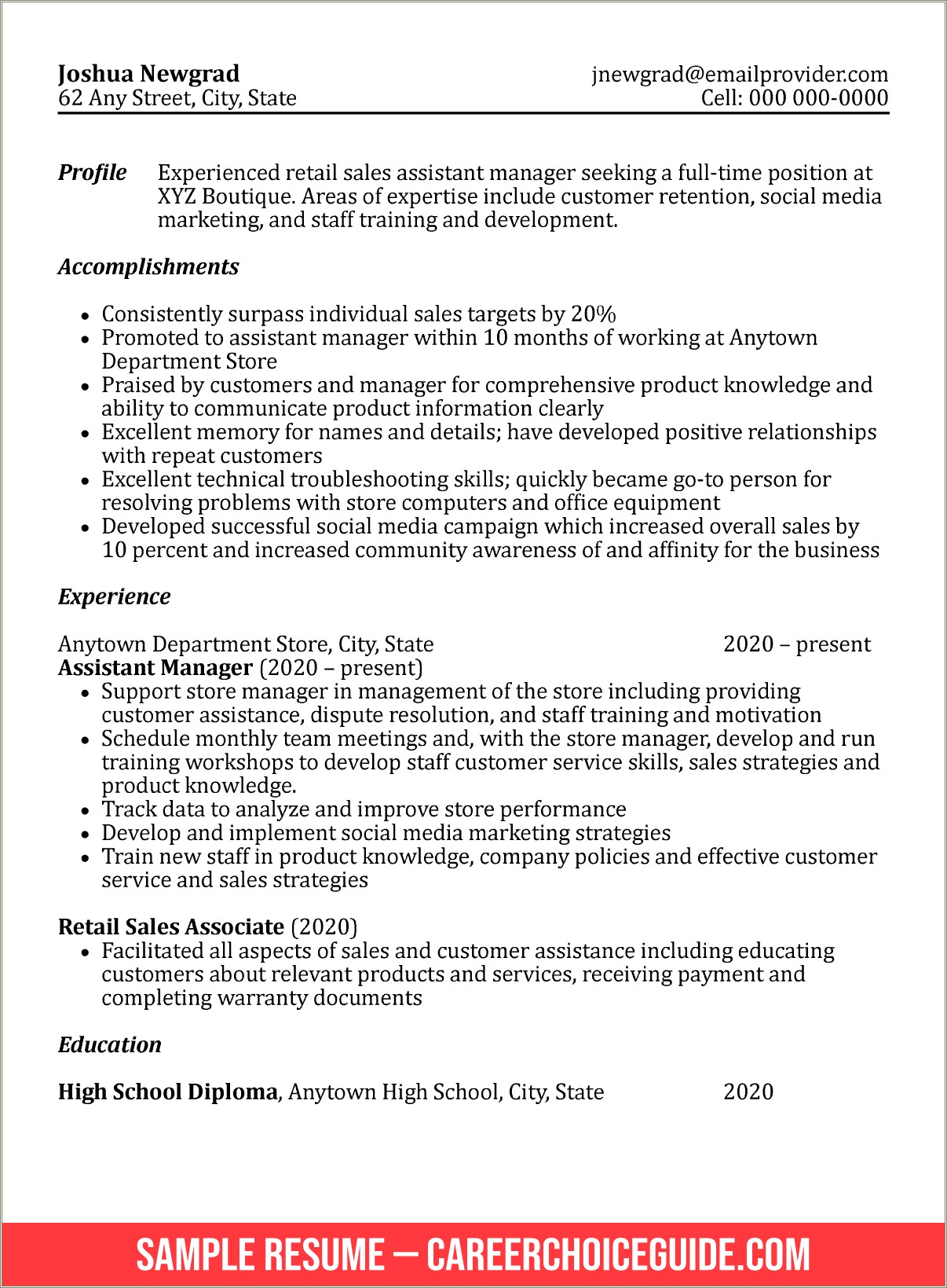 List High School Jobs On Resume