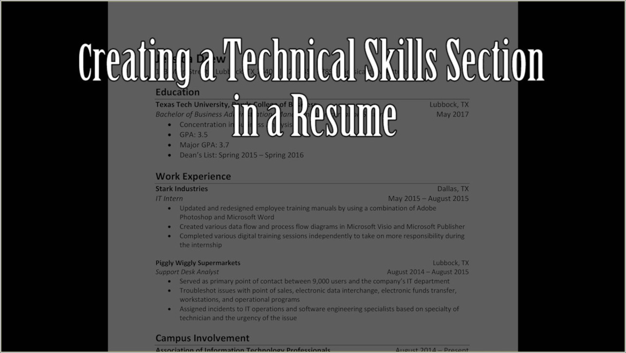 List Of Technical Skills For Resumes