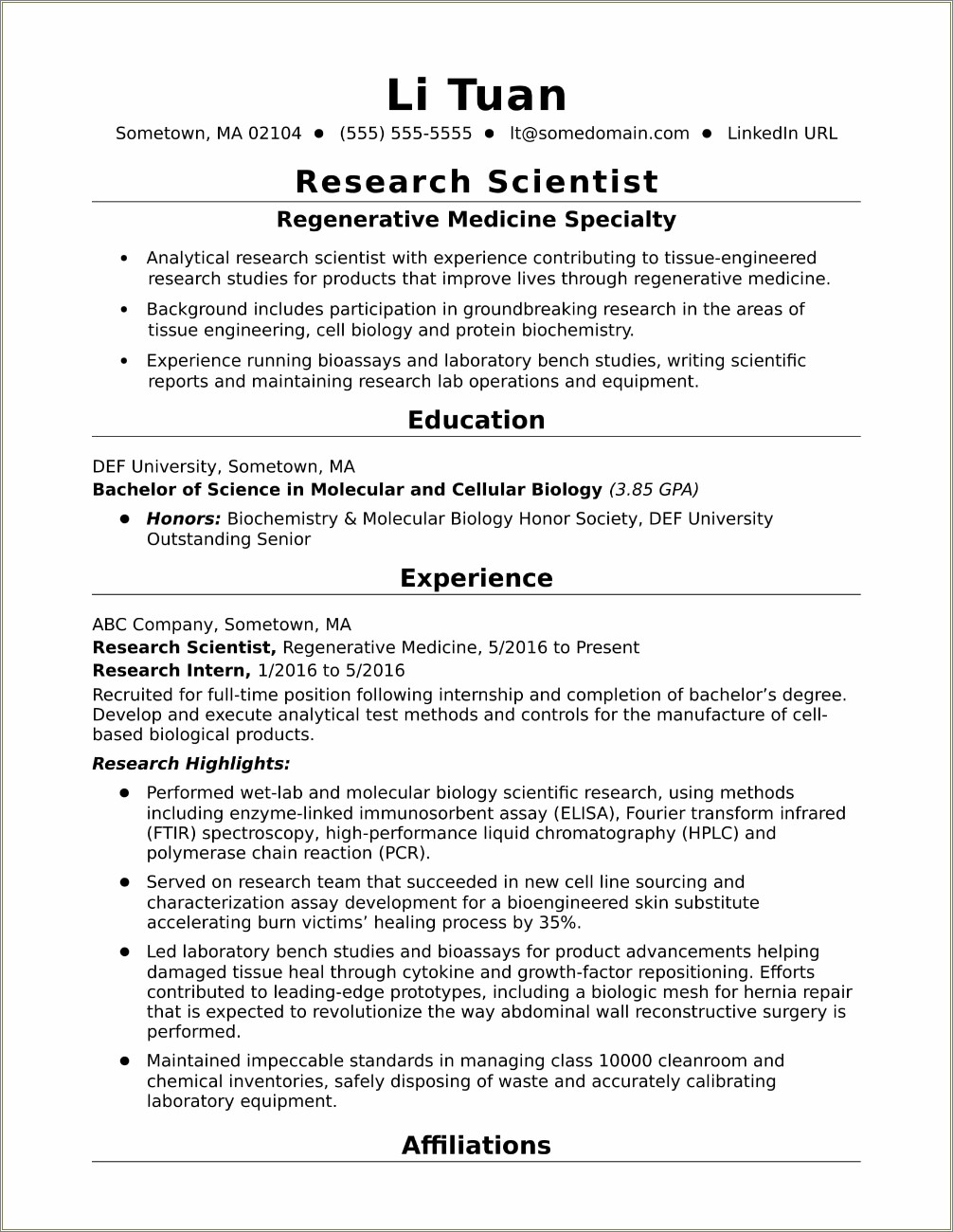 Objective For Molecular Biology Laboratory Technician Resume