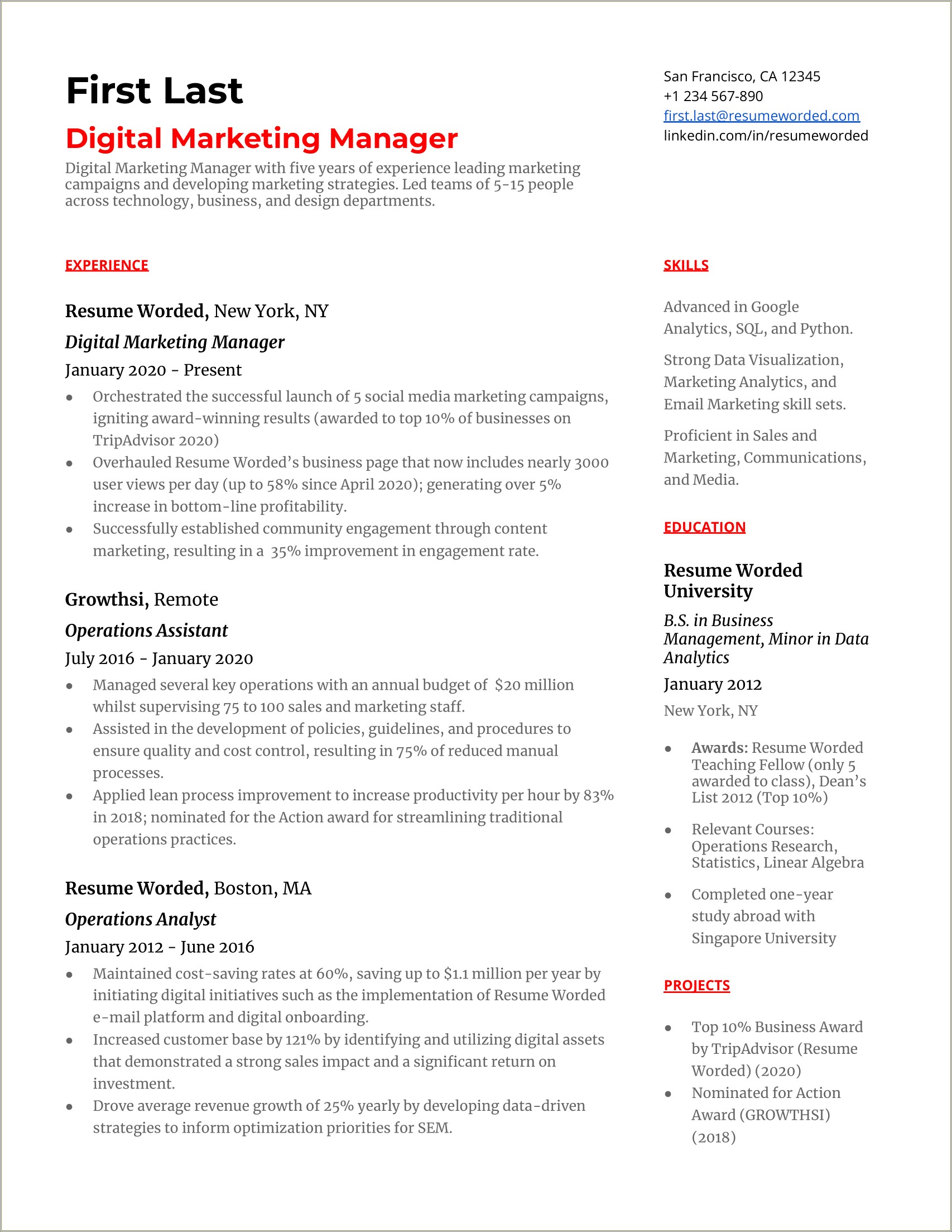 Objective To List On Marketing Resume