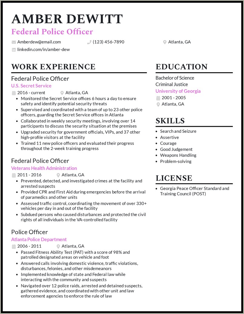 Police Officer Resume No Experience Administrative Skills