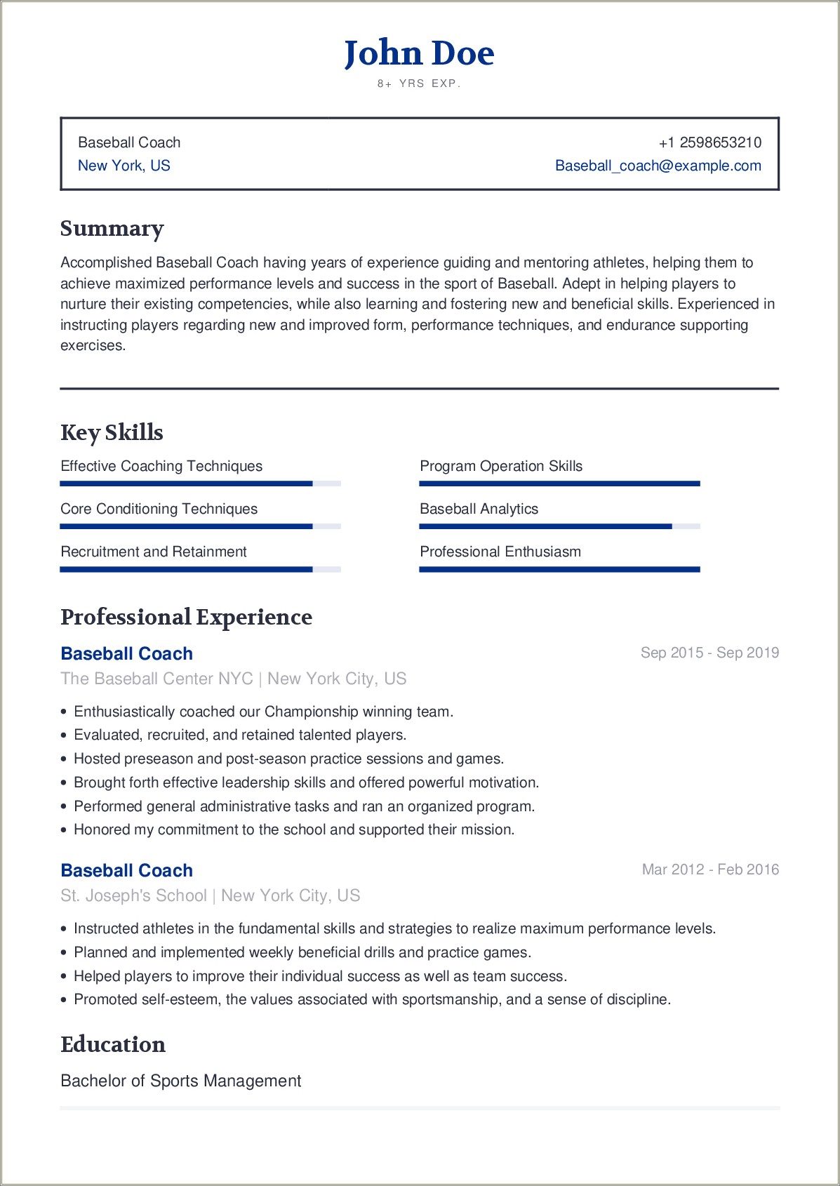 Professional Summary On Resume For Professional Baseball Player