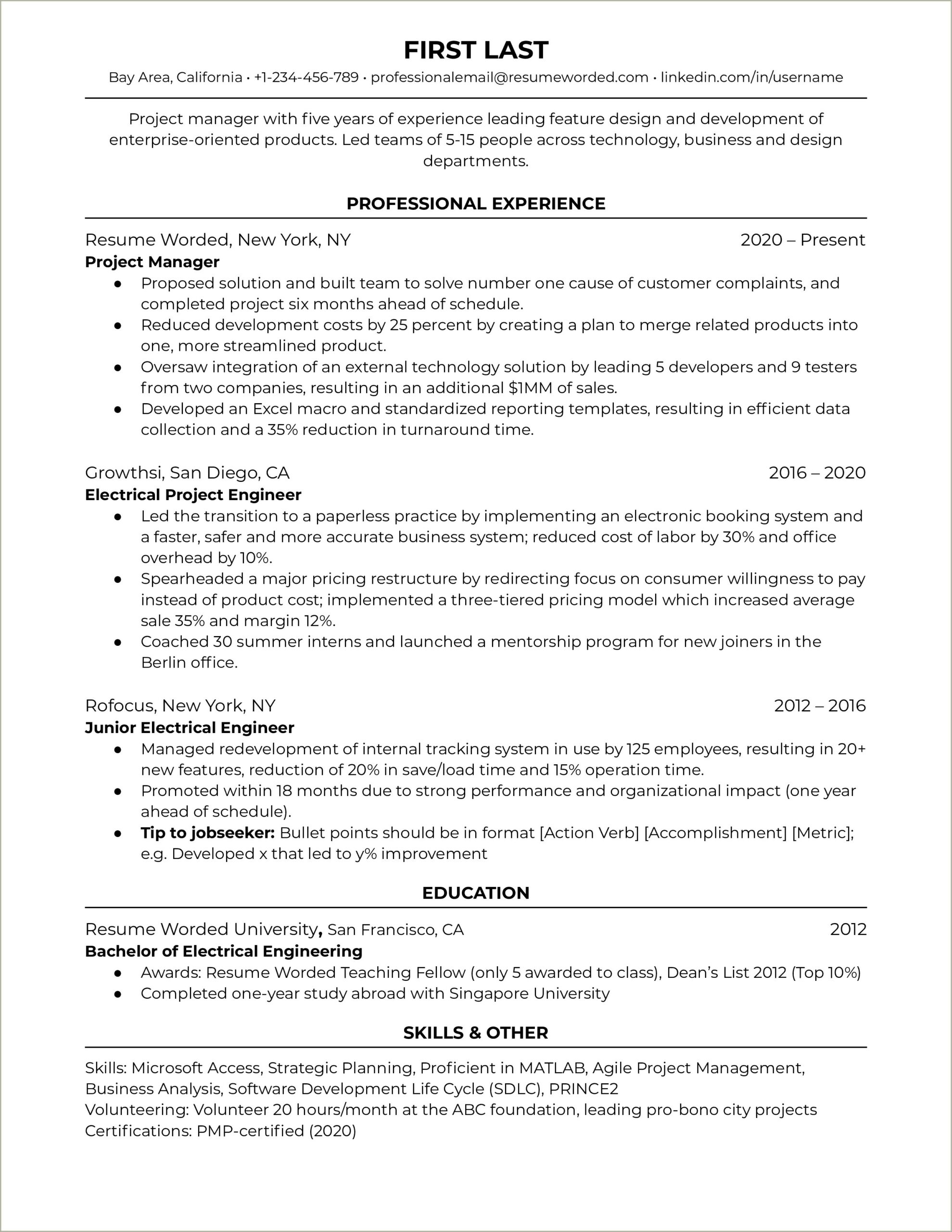 Project Management Skills To List On Resume