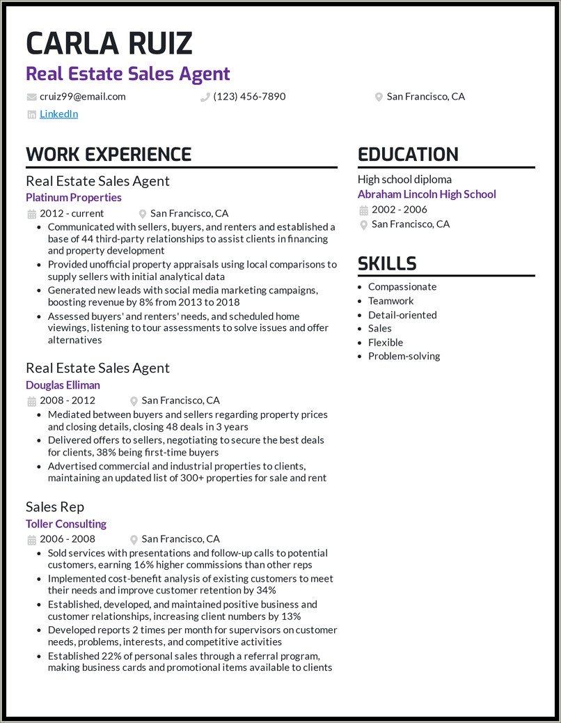 Real Estate Sales Executive Job Description For Resume