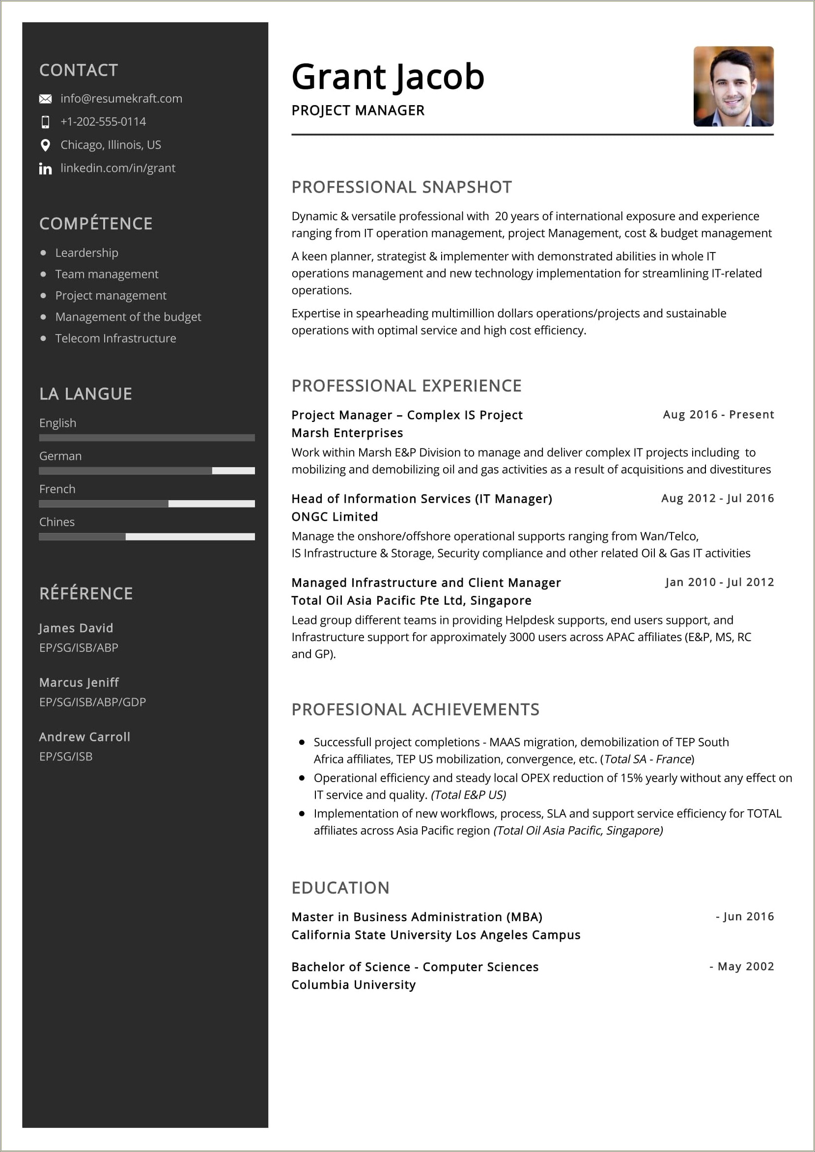 Resume For Oil And Gas Project Manager
