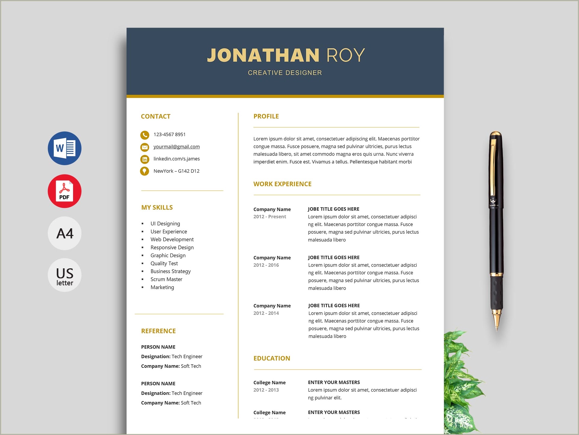 Resume Template 2016 Word Free Download