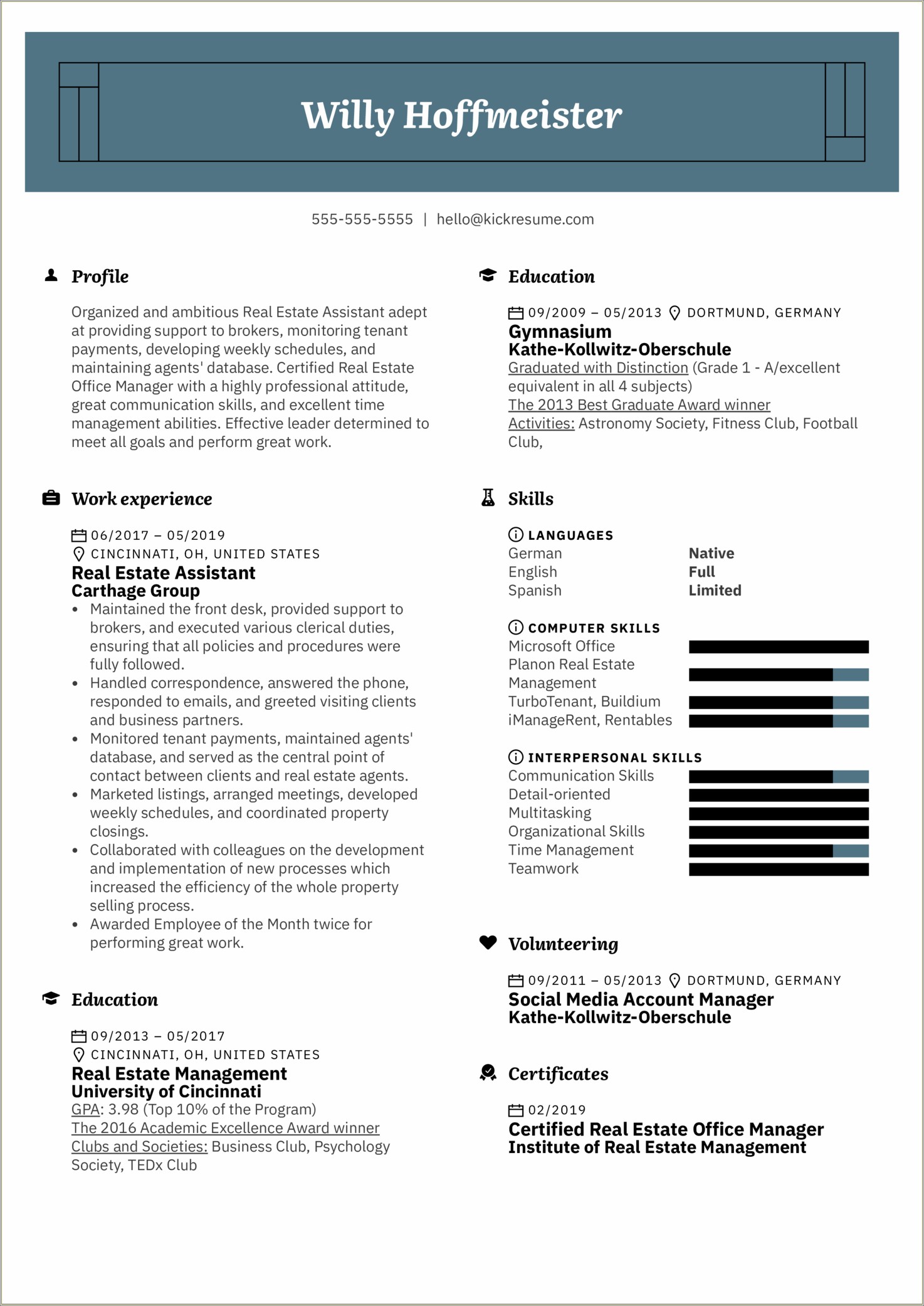 Sample Resume Administrative Assistant Real Estate Office