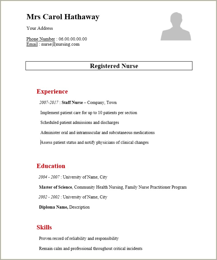 Sample Resume For Nurses With Experience Pdf