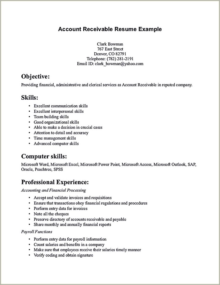 Sample Resume That List Of Technical Skills