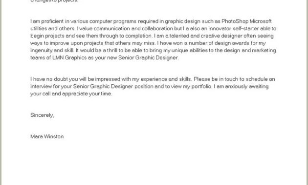 Senior Graphic Designer Resume Cover Letter
