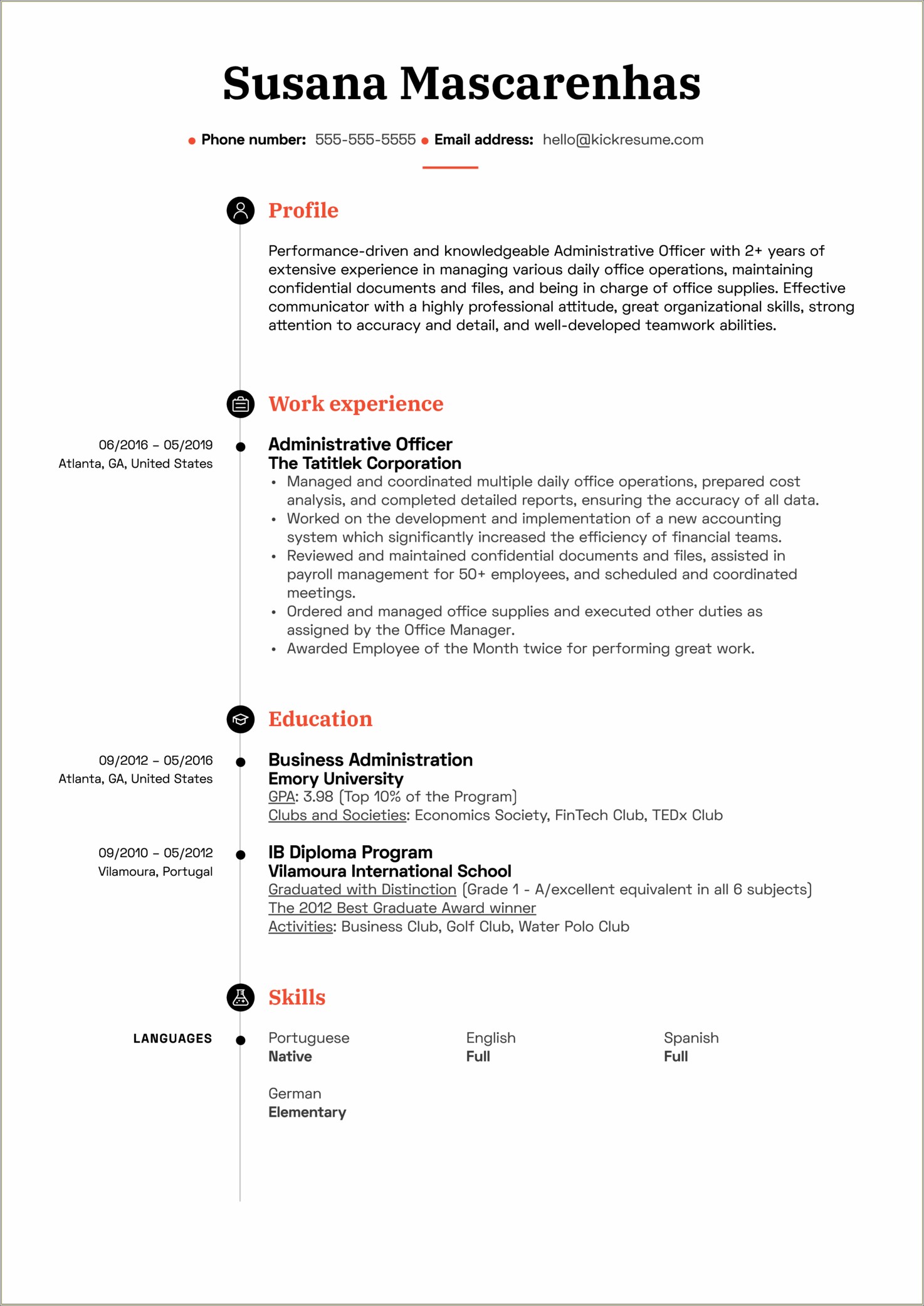 Skills Of Chief Administrative Officer For Resume