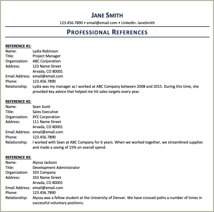 Who To Put As A Reference For Resume